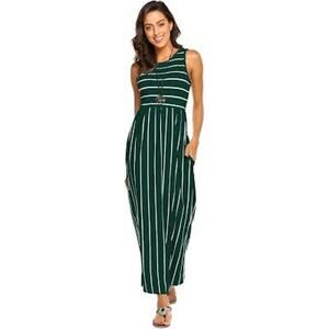 Hount Striped  Maxi Dress Womens M Vacation Cozy Chic Sleeveless Preppy Dress